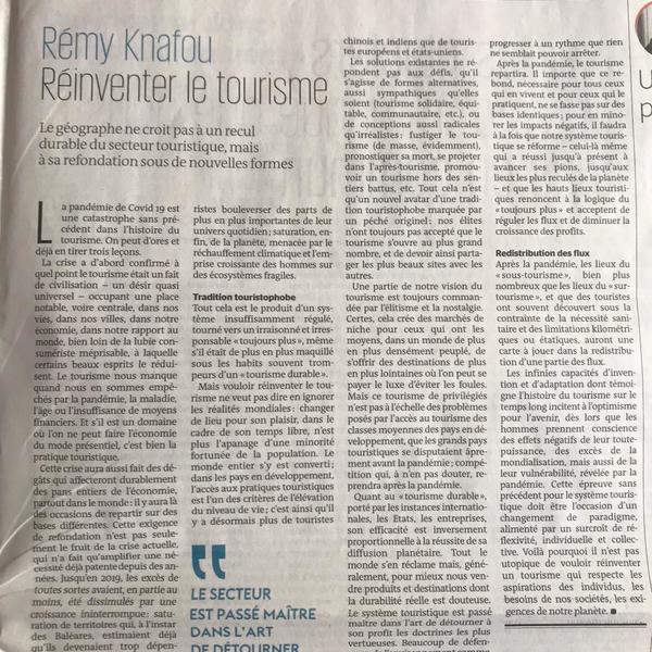 Réinventer le tourisme dans les pages Idées du Monde Réinventer le tourisme dans les pages Idées du Monde