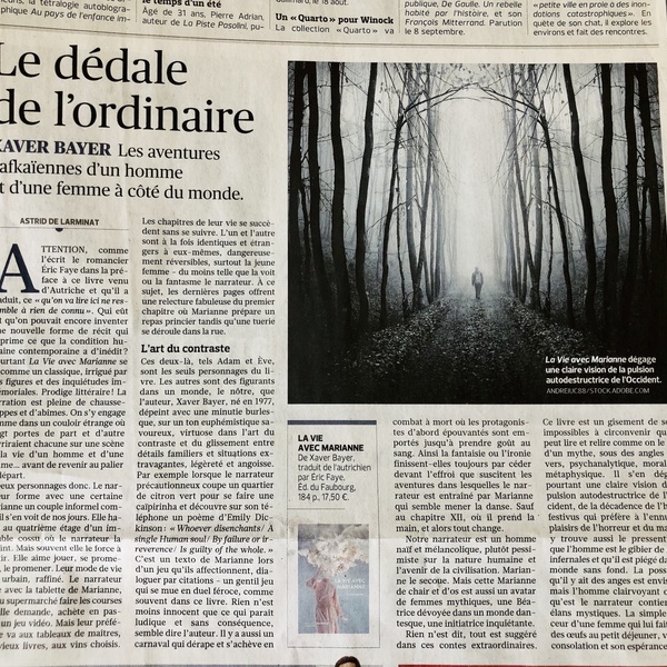 ’Le dédale de l’ordinaire’ : La Vie avec Marianne dans Le Figaro littéraire