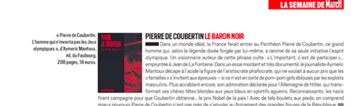 ’Pierre de Coubertin’ dans Le Muscle et La Plume (Paris Match)