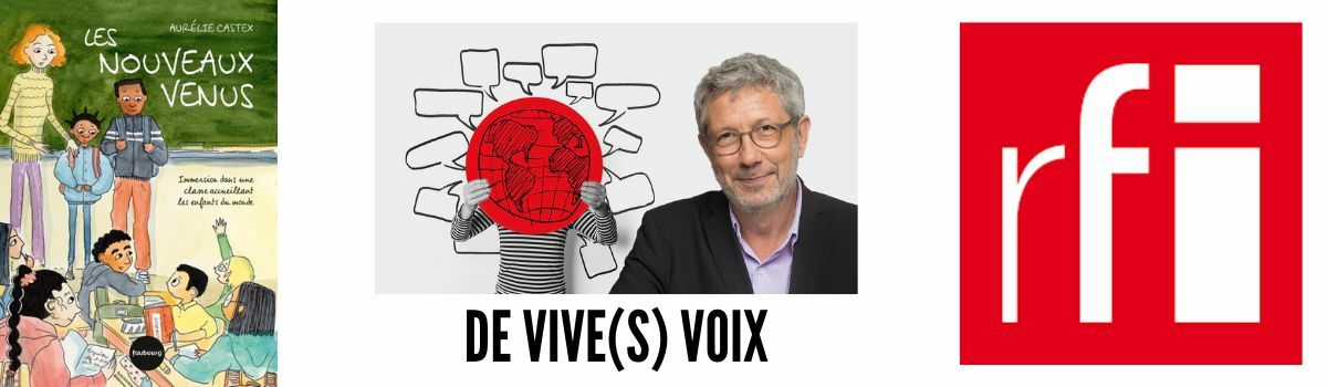 Aurélie Castex et Sophie, l’enseignante du livre, à l’antenne de l’émission ’De vive(s) voix’ sur RFI