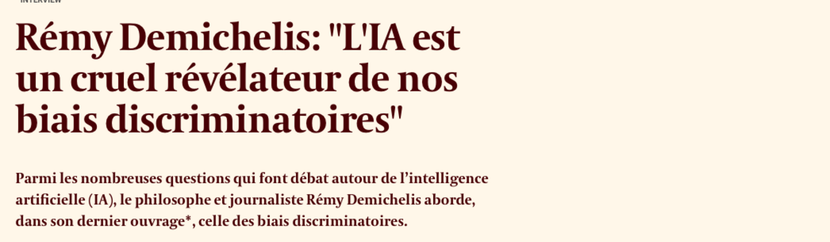 L’Echo recense ’L’Intelligence artificielle, ses biais et les nôtres’