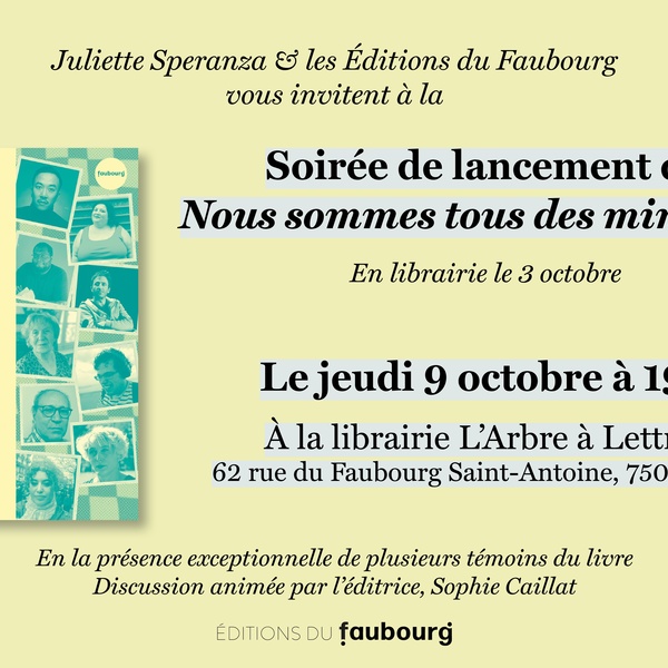 Soirée de lancement de ’Nous sommes tous des minorités’ de Juliette Speranza, le 09/10 à Paris